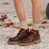 Kaedehara Kazuha Impression Socks Set | Genshin Impact - a person's legs in brown boots and white socks