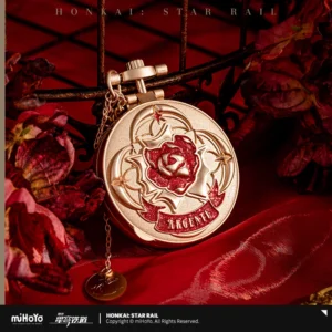 a gold pocket watch with a rose on it - Argenti Pure Beauty Pocket Watch | Honkai : Star Rail