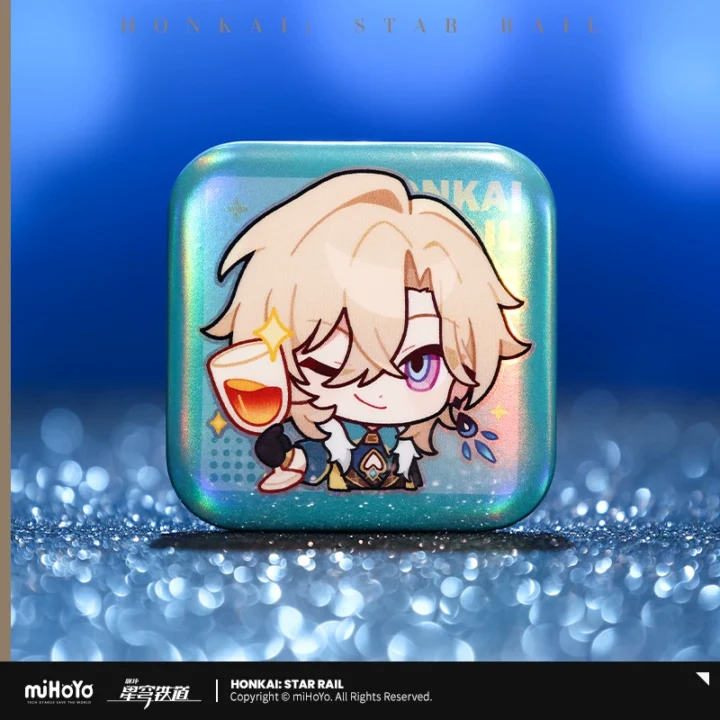 Pom-Pom Gallery Series Square Badges - Aventurine Model Showcase Photo | Honkai: Star Rail Merch