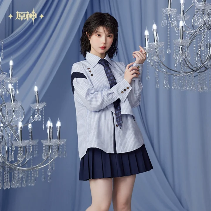 Furina Impression Stripped Casual Shirt | Genshin Impact - Image 3